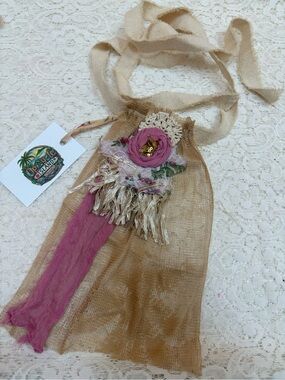 Bohemian Pink Fabric Flower Jabot Neck Adornment